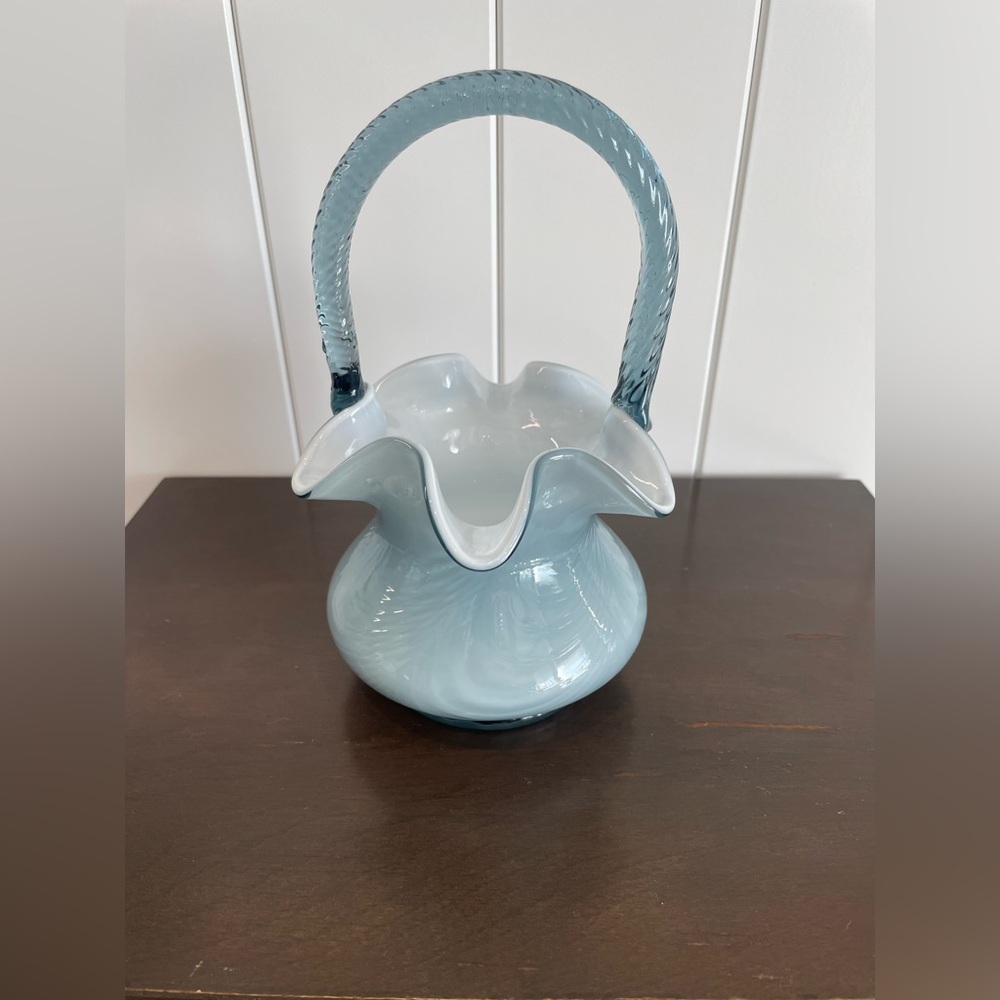 Vintage Fenton Overlay Glass Basket
